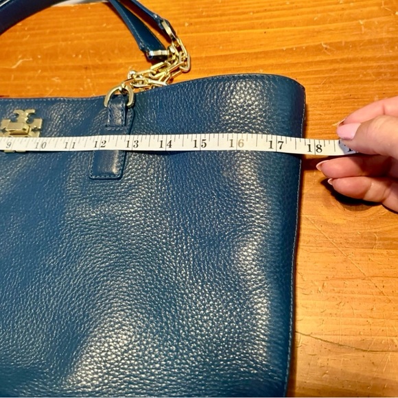 SOLD!!Super soft & beautiful Tory Burch Blue Tote with Chain Handles - Picture 4 of 10